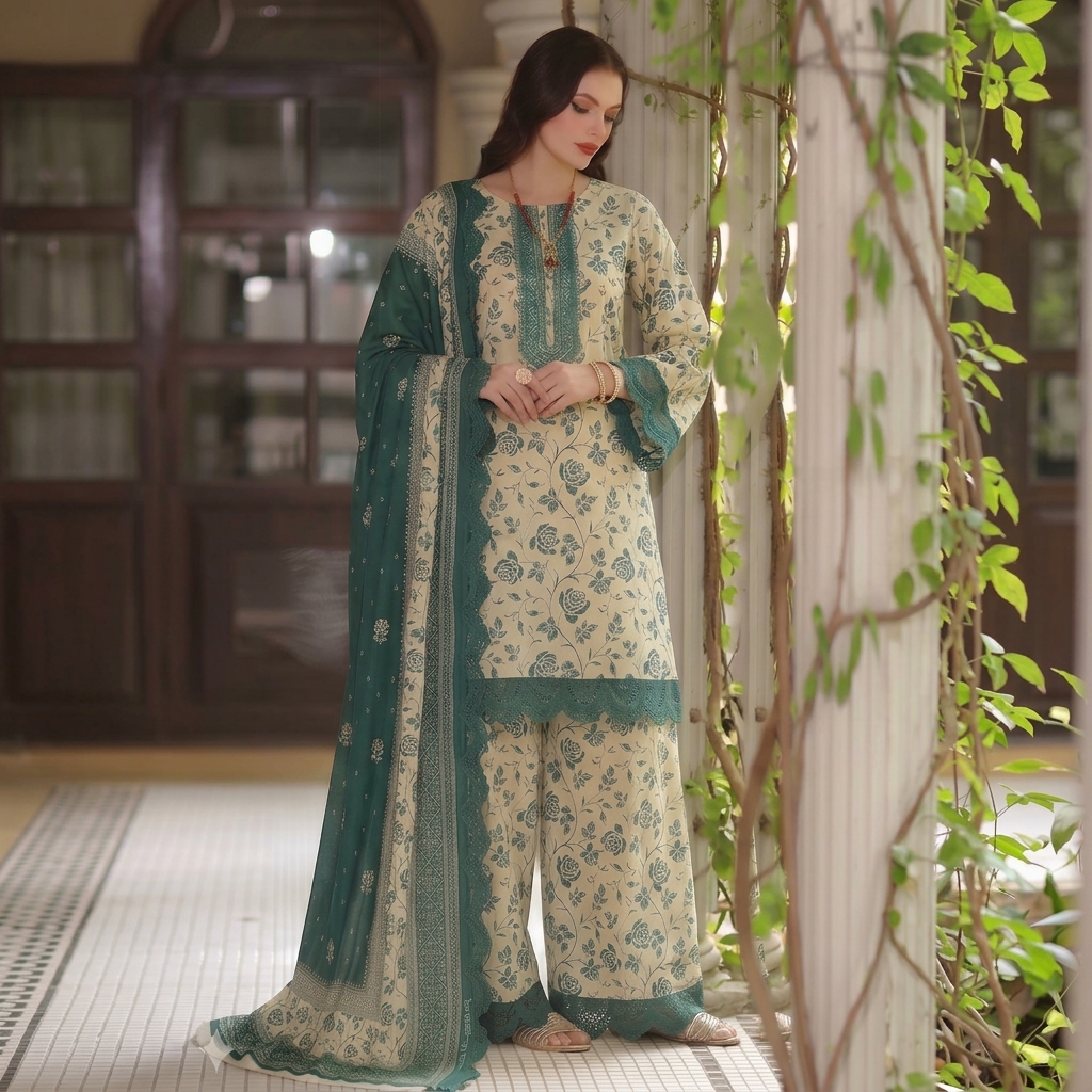 Premium Printed Lawn 3PC Un-stiched Suit