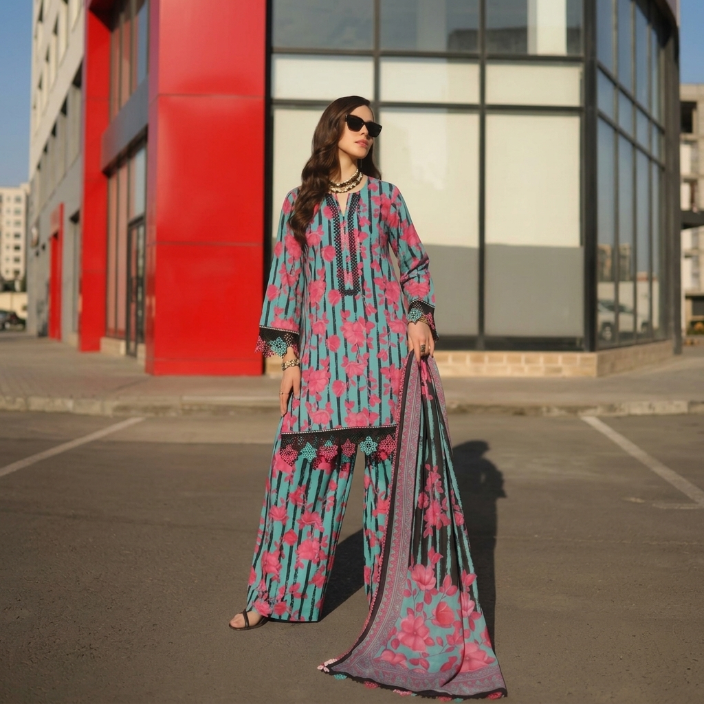 Premium Printed Lawn 3PC Un-stiched Suit