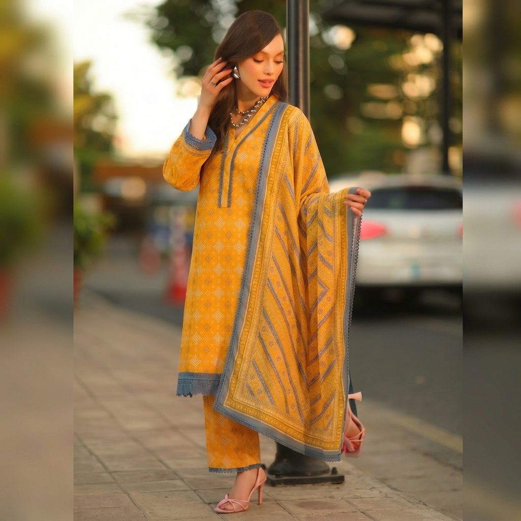 Premium Printed Lawn 3PC Un-stiched Suit