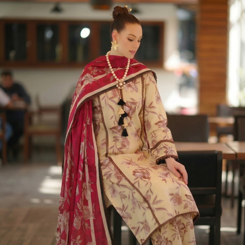 Premium Printed Lawn 3PC Un-stiched Suit