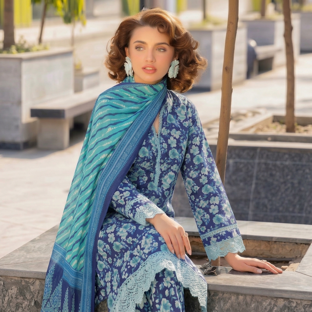 Premium Printed Lawn 3PC Un-stiched Suit