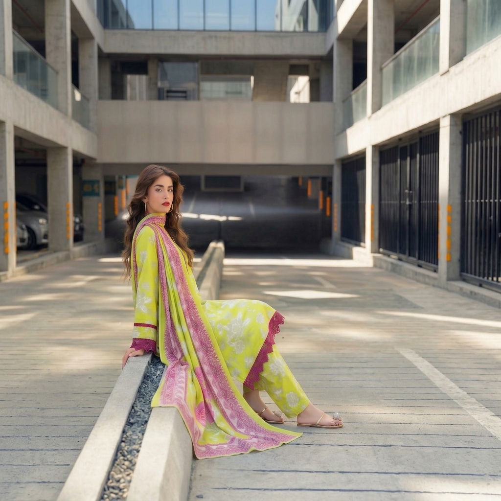 Premium Printed Lawn 3PC Un-stiched Suit