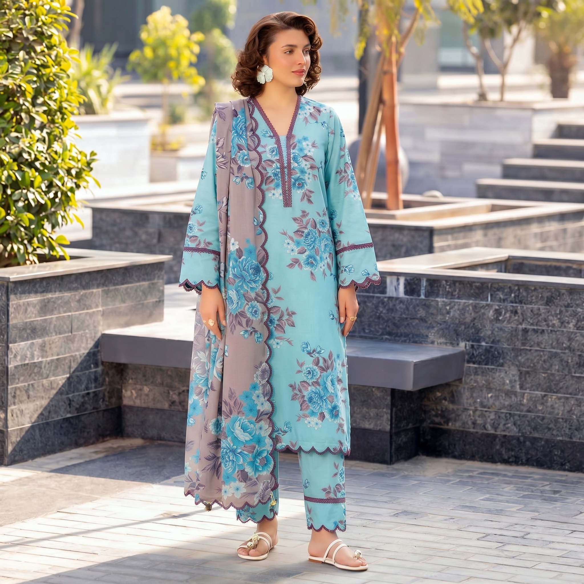 Premium Printed Lawn 3PC Un-stiched Suit
